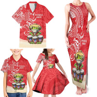 Personalized Puerto Rico Family Matching Tank Maxi Dress and Hawaiian Shirt Coqui Frog With Polynesian Pattern - Wonder Print Shop