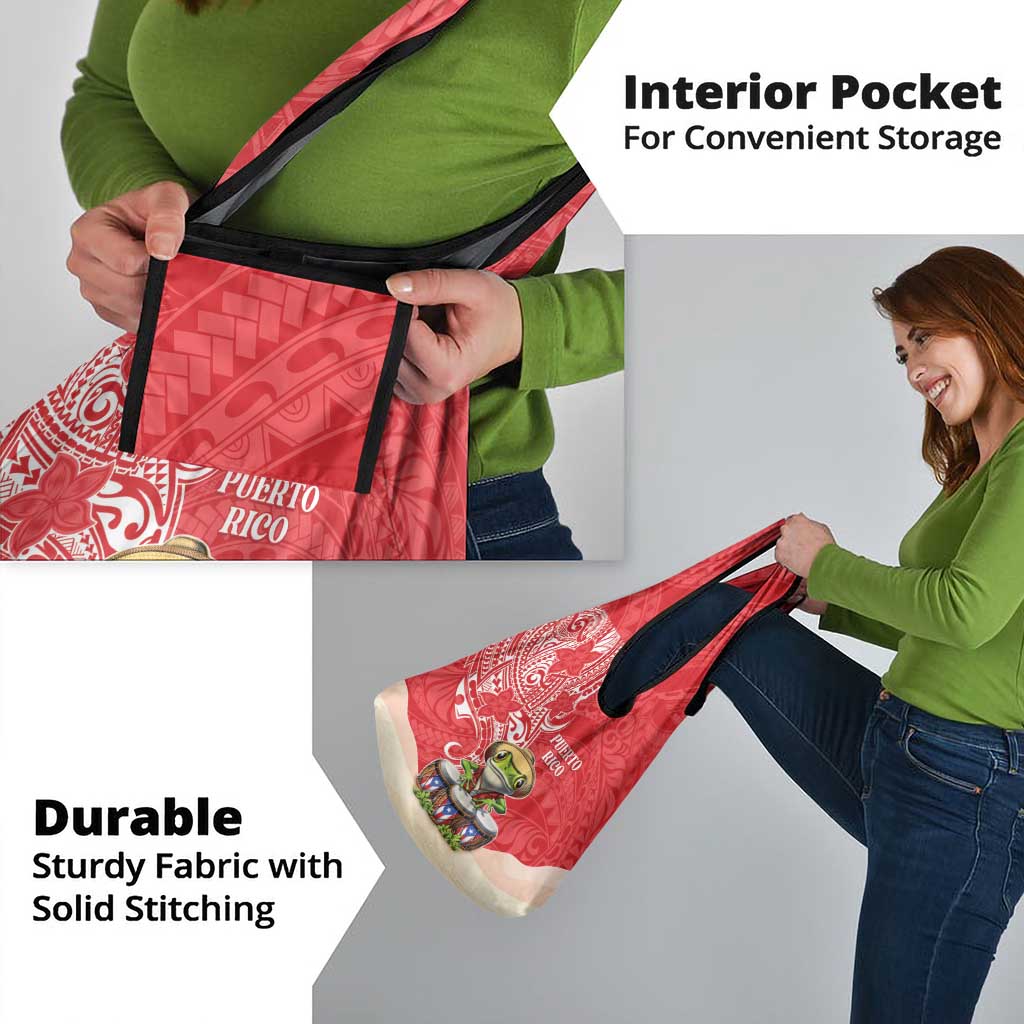 Puerto Rico Grocery Bag Coqui Frog With Polynesian Pattern - Wonder Print Shop