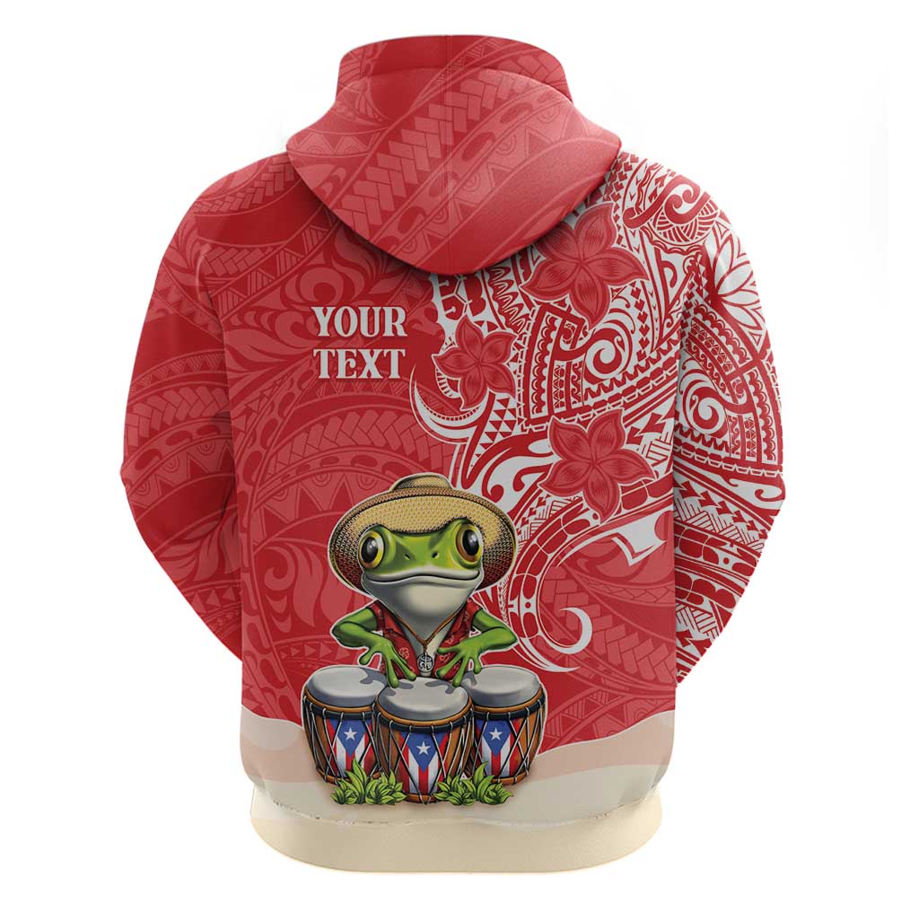 Personalized Puerto Rico Hoodie Coqui Frog With Polynesian Pattern - Wonder Print Shop