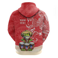 Personalized Puerto Rico Hoodie Coqui Frog With Polynesian Pattern - Wonder Print Shop