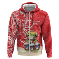 Personalized Puerto Rico Hoodie Coqui Frog With Polynesian Pattern - Wonder Print Shop