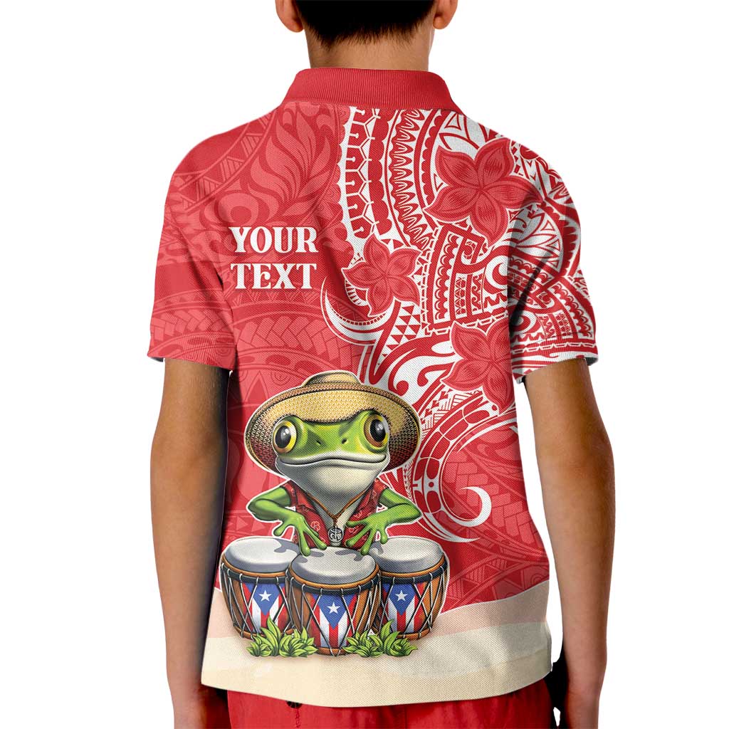 Personalized Puerto Rico Kid Polo Shirt Coqui Frog With Polynesian Pattern - Wonder Print Shop