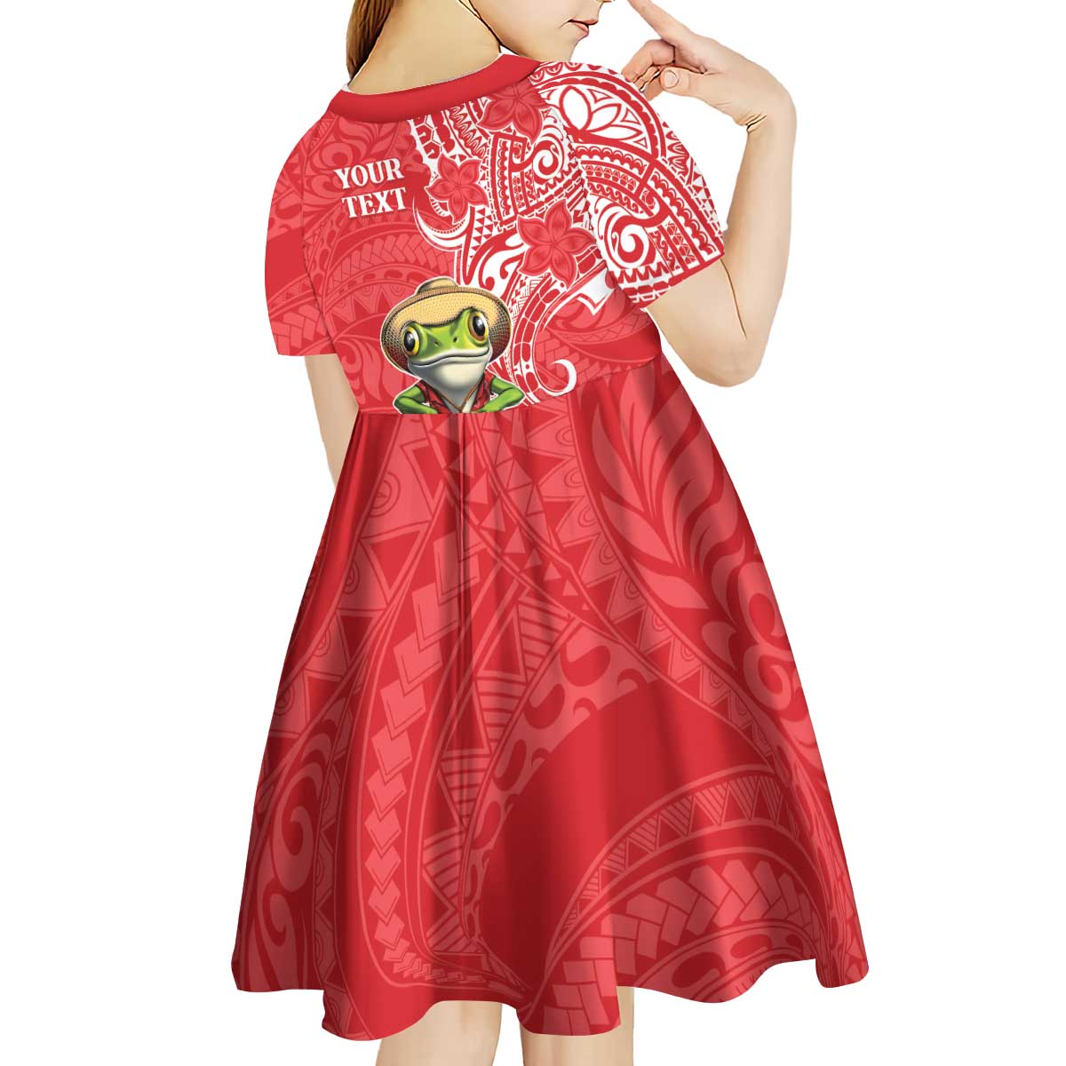 Personalized Puerto Rico Kid Short Sleeve Dress Coqui Frog With Polynesian Pattern - Wonder Print Shop