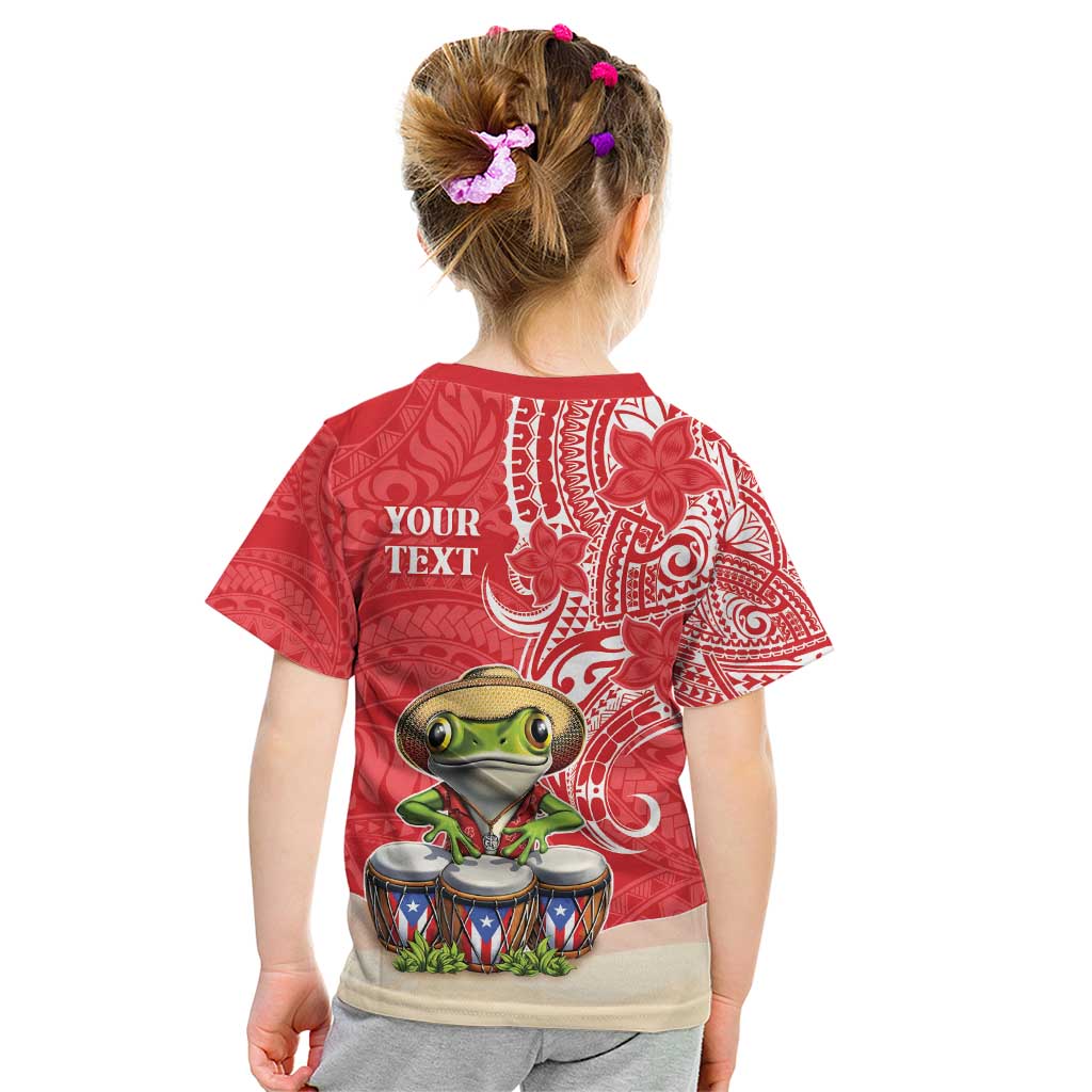 Personalized Puerto Rico Kid T Shirt Coqui Frog With Polynesian Pattern - Wonder Print Shop