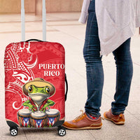 Puerto Rico Luggage Cover Coqui Frog With Polynesian Pattern - Wonder Print Shop