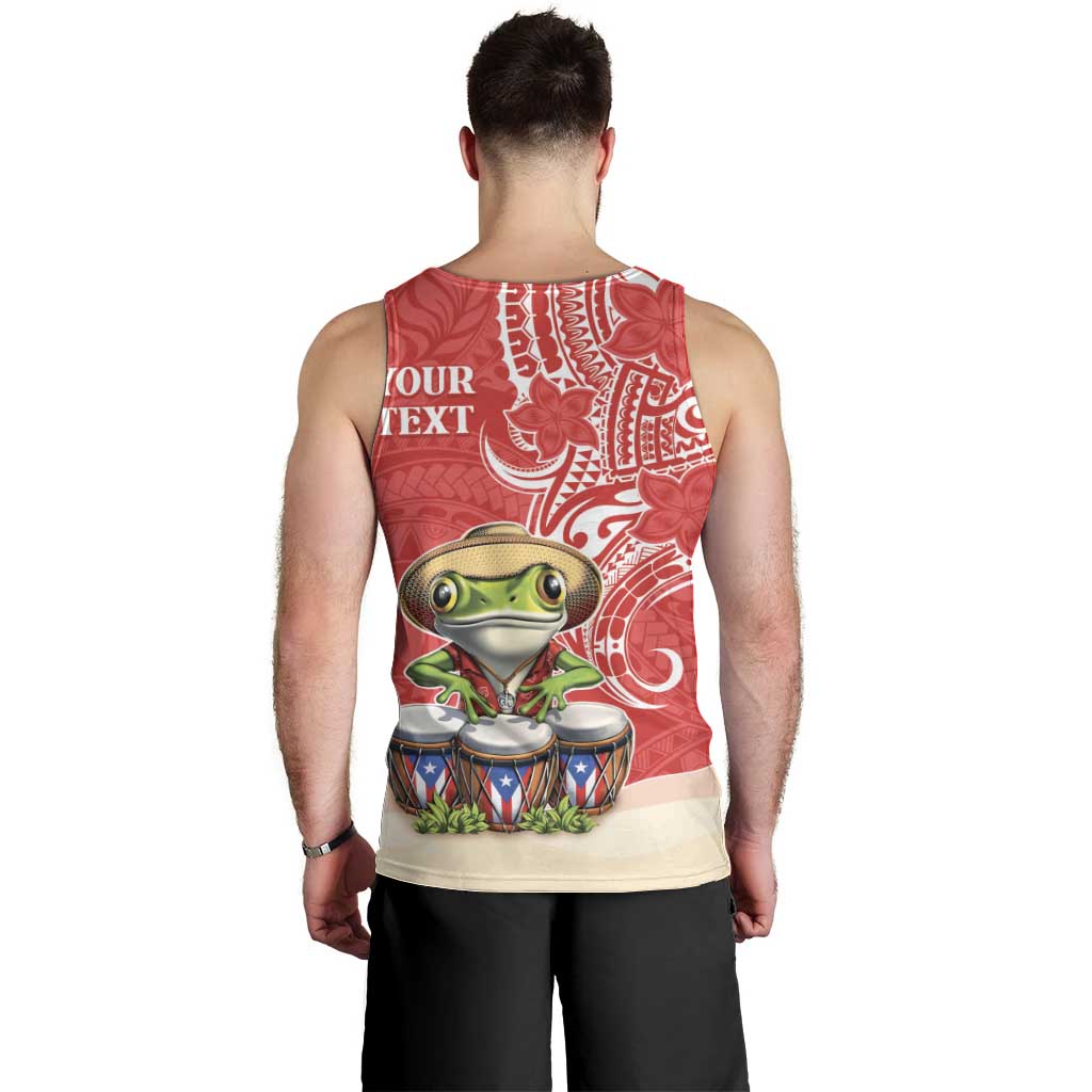 Personalized Puerto Rico Men Tank Top Coqui Frog With Polynesian Pattern - Wonder Print Shop