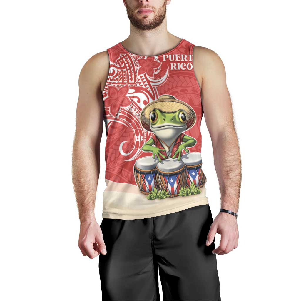 Personalized Puerto Rico Men Tank Top Coqui Frog With Polynesian Pattern - Wonder Print Shop