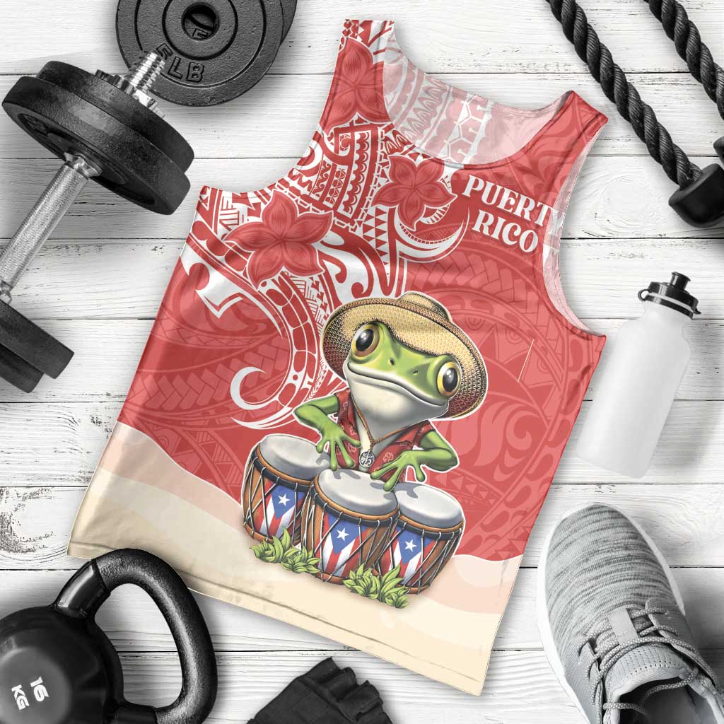 Personalized Puerto Rico Men Tank Top Coqui Frog With Polynesian Pattern - Wonder Print Shop