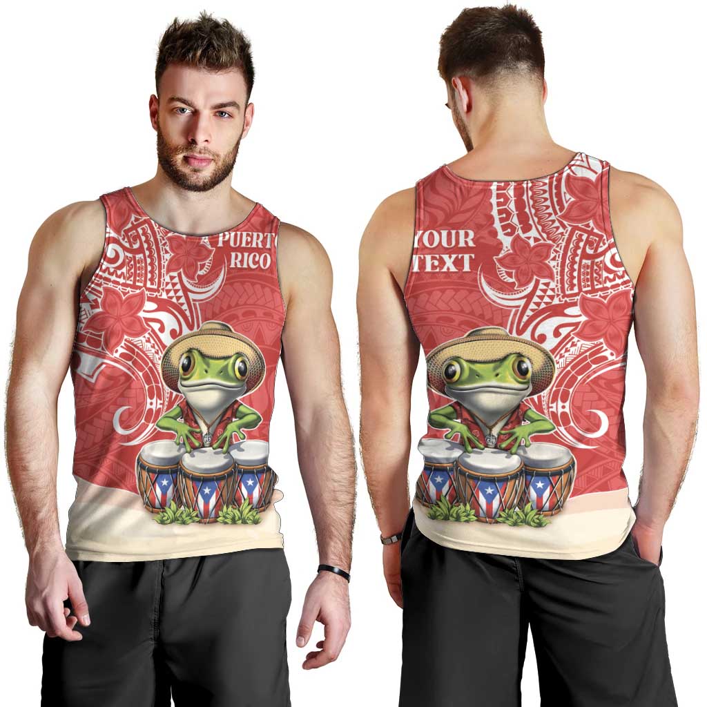 Personalized Puerto Rico Men Tank Top Coqui Frog With Polynesian Pattern - Wonder Print Shop