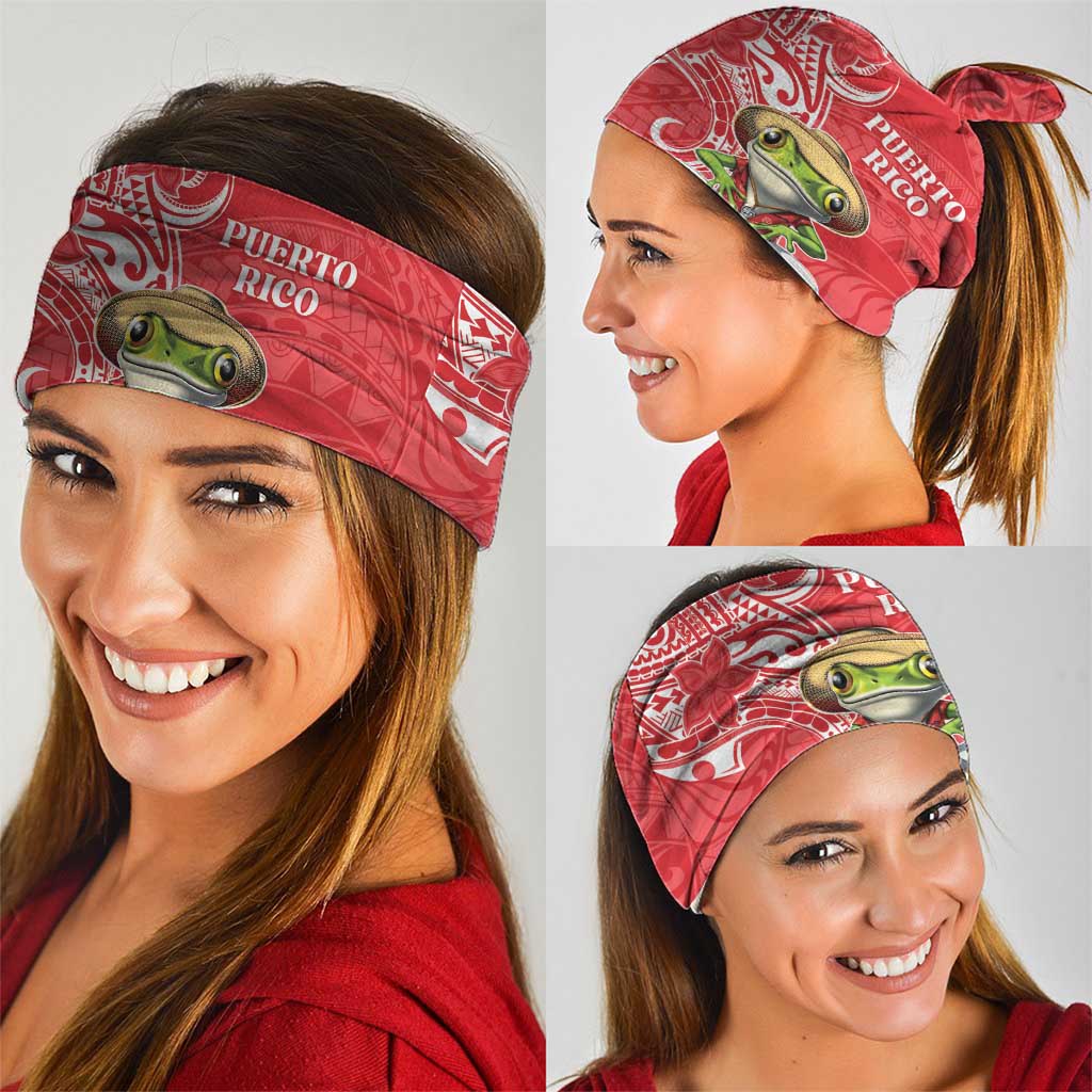 Puerto Rico Neck Gaiter Coqui Frog With Polynesian Pattern - Wonder Print Shop
