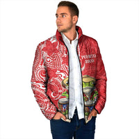 Personalized Puerto Rico Padded Jacket Coqui Frog With Polynesian Pattern - Wonder Print Shop