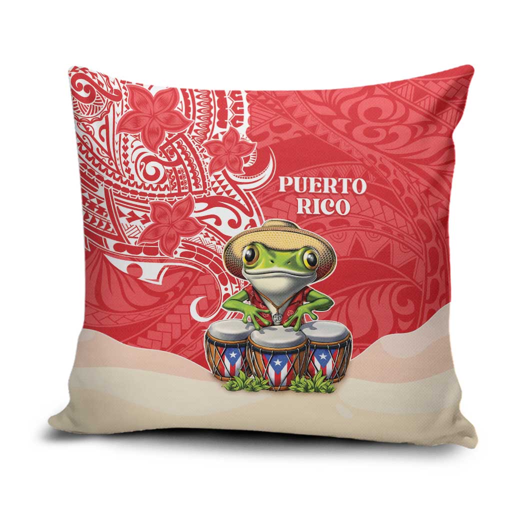 Puerto Rico Pillow Cover Coqui Frog With Polynesian Pattern - Wonder Print Shop