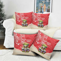 Puerto Rico Pillow Cover Coqui Frog With Polynesian Pattern - Wonder Print Shop