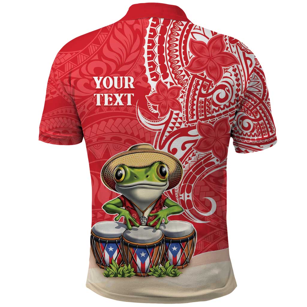 Personalized Puerto Rico Polo Shirt Coqui Frog With Polynesian Pattern - Wonder Print Shop