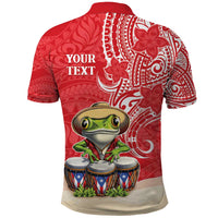 Personalized Puerto Rico Polo Shirt Coqui Frog With Polynesian Pattern - Wonder Print Shop