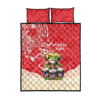 Puerto Rico Quilt Bed Set Coqui Frog With Polynesian Pattern - Wonder Print Shop