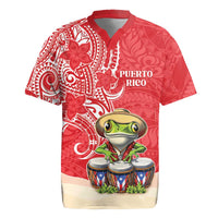 Personalized Puerto Rico Rugby Jersey Coqui Frog With Polynesian Pattern - Wonder Print Shop
