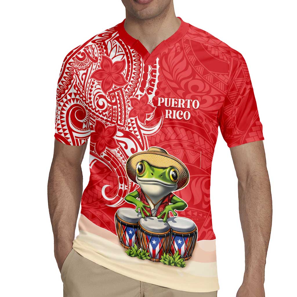 Personalized Puerto Rico Rugby Jersey Coqui Frog With Polynesian Pattern - Wonder Print Shop
