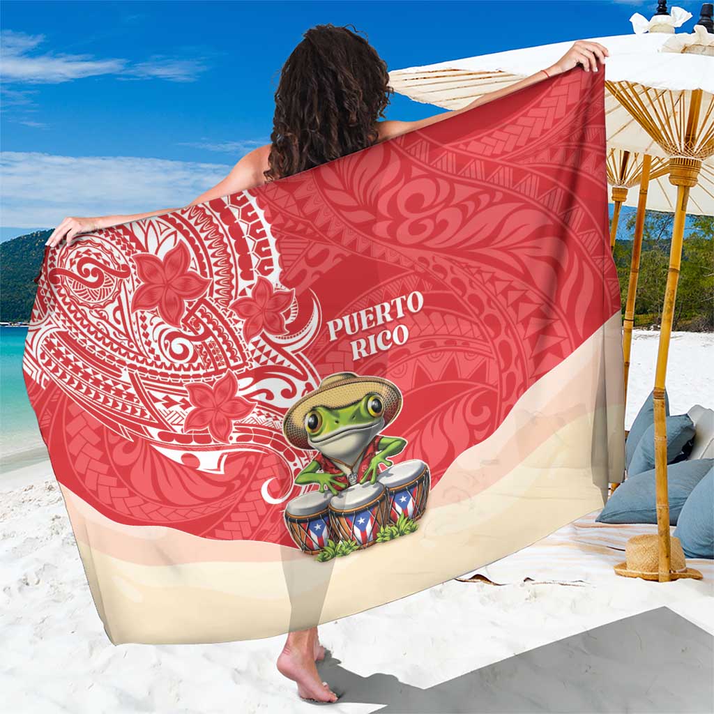 Puerto Rico Sarong Coqui Frog With Polynesian Pattern - Wonder Print Shop