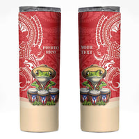 Personalized Puerto Rico Skinny Tumbler Coqui Frog With Polynesian Pattern - Wonder Print Shop