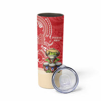 Personalized Puerto Rico Skinny Tumbler Coqui Frog With Polynesian Pattern - Wonder Print Shop