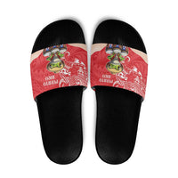 Puerto Rico Slide Sandals Coqui Frog With Polynesian Pattern - Wonder Print Shop