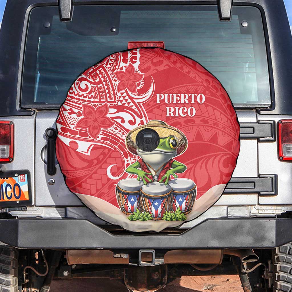 Puerto Rico Spare Tire Cover Coqui Frog With Polynesian Pattern - Wonder Print Shop