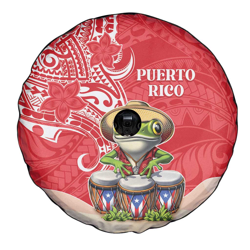 Puerto Rico Spare Tire Cover Coqui Frog With Polynesian Pattern - Wonder Print Shop