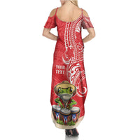 Personalized Puerto Rico Summer Maxi Dress Coqui Frog With Polynesian Pattern - Wonder Print Shop