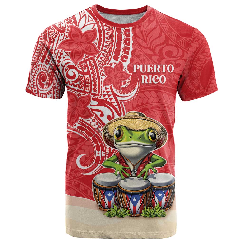 Personalized Puerto Rico T Shirt Coqui Frog With Polynesian Pattern - Wonder Print Shop