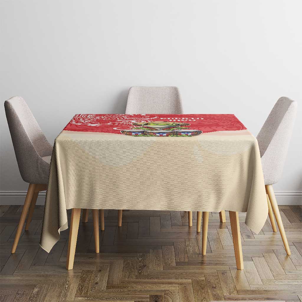 Puerto Rico Tablecloth Coqui Frog With Polynesian Pattern - Wonder Print Shop