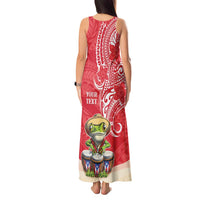 Personalized Puerto Rico Tank Maxi Dress Coqui Frog With Polynesian Pattern - Wonder Print Shop