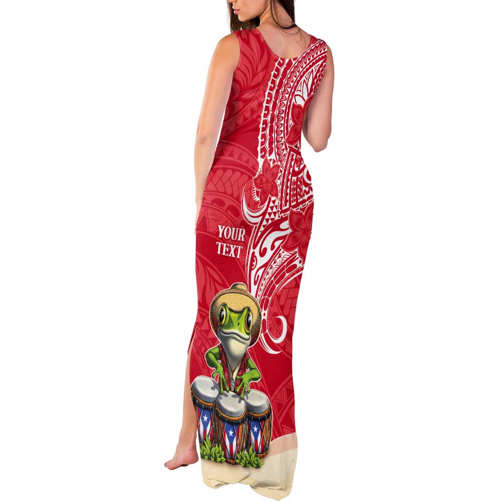 Personalized Puerto Rico Tank Maxi Dress Coqui Frog With Polynesian Pattern - Wonder Print Shop