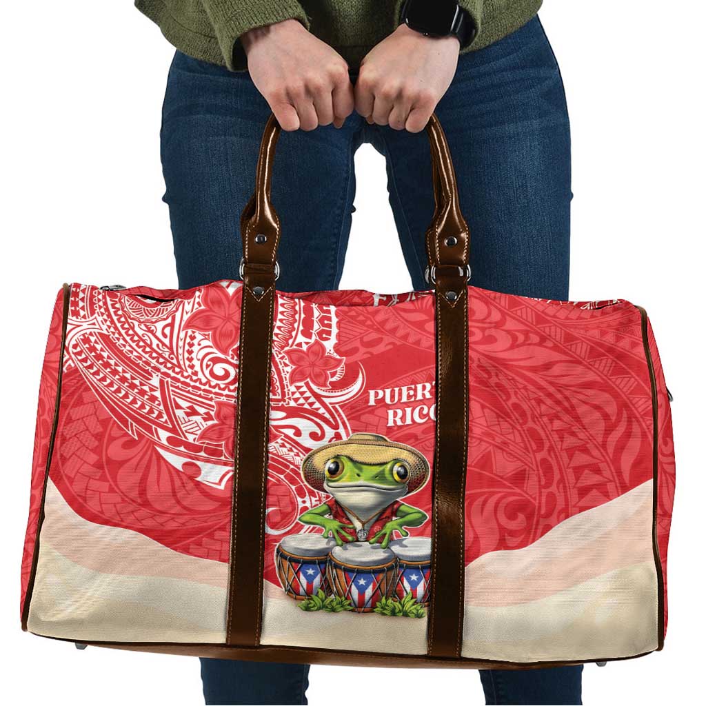 Puerto Rico Travel Bag Coqui Frog With Polynesian Pattern - Wonder Print Shop