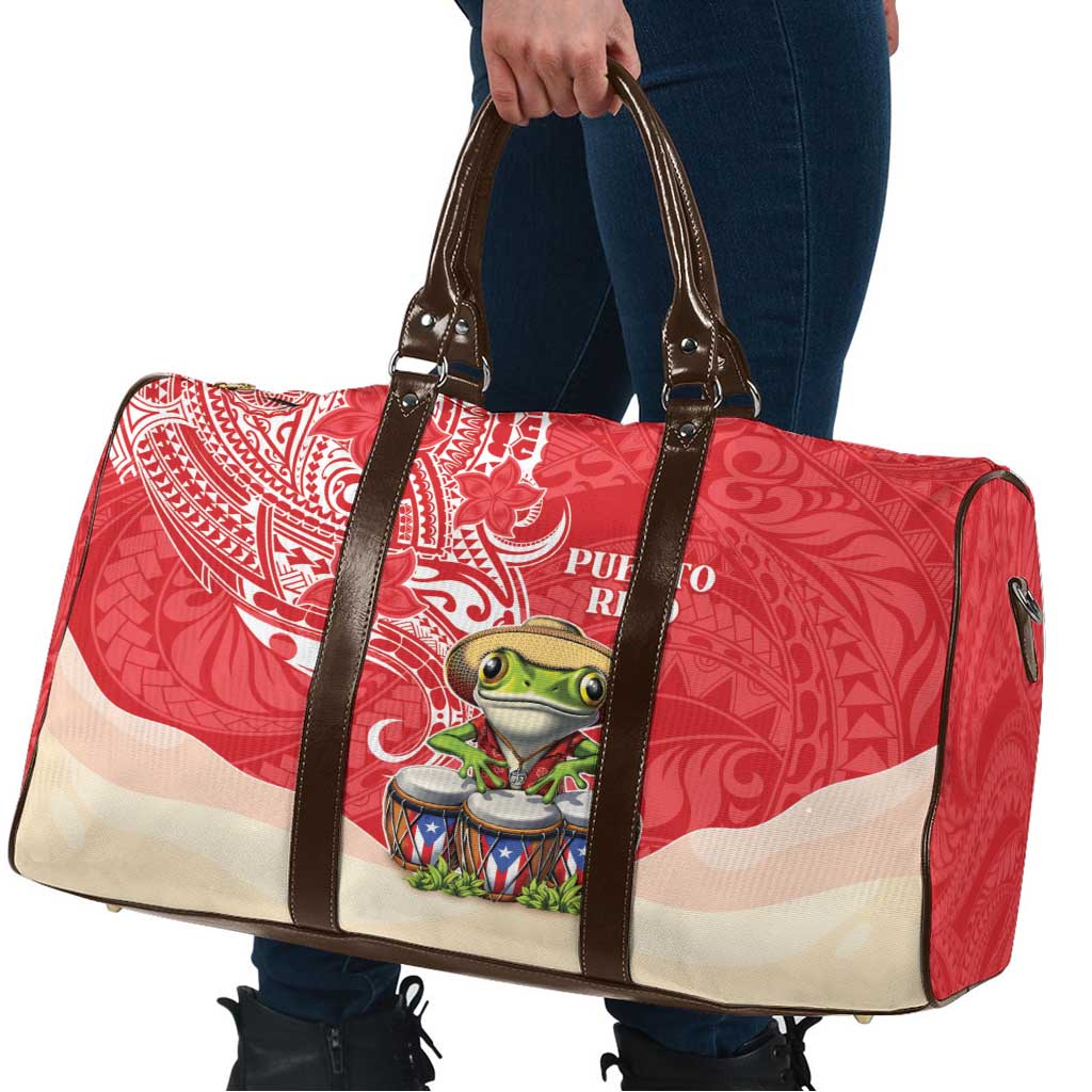 Puerto Rico Travel Bag Coqui Frog With Polynesian Pattern - Wonder Print Shop
