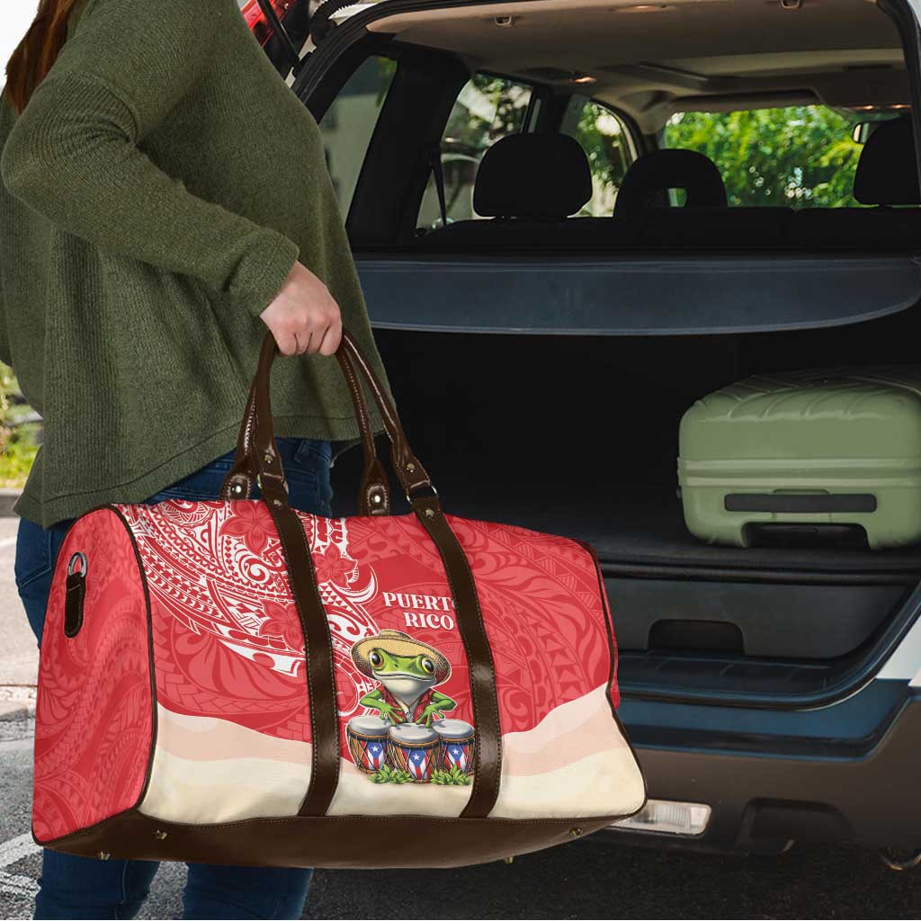Puerto Rico Travel Bag Coqui Frog With Polynesian Pattern - Wonder Print Shop