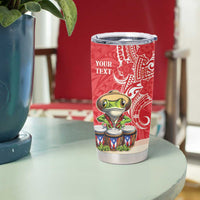 Personalized Puerto Rico Tumbler Cup Coqui Frog With Polynesian Pattern - Wonder Print Shop