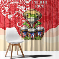 Puerto Rico Window Curtain Coqui Frog With Polynesian Pattern - Wonder Print Shop
