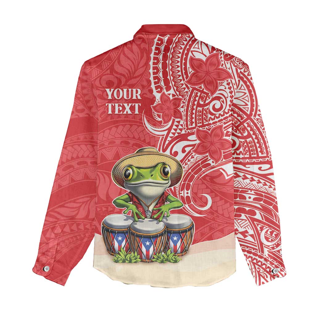 Personalized Puerto Rico Women Casual Shirt Coqui Frog With Polynesian Pattern - Wonder Print Shop