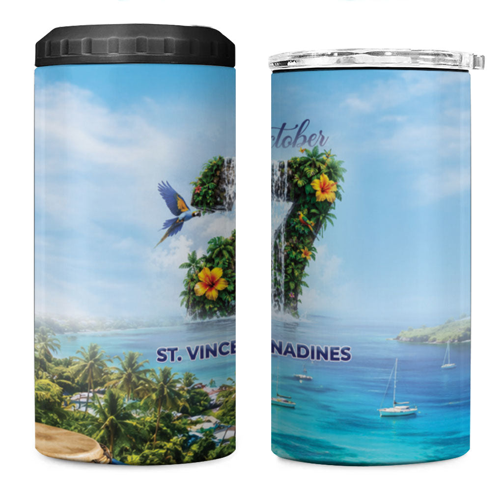 Saint Vincent And The Grenadines 4 in 1 Can Cooler Tumbler October 27 Independence Day