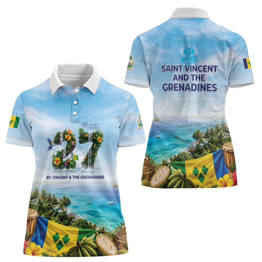 Saint Vincent And The Grenadines Women Polo Shirt October 27 Independence Day