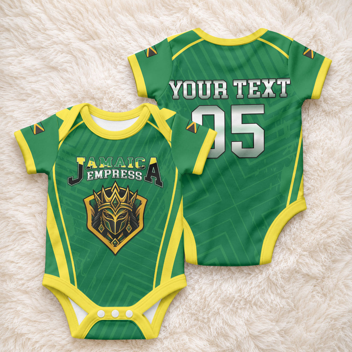 Custom 2026 Jamaica Cricket Queens Baby Onesie Sporty Style