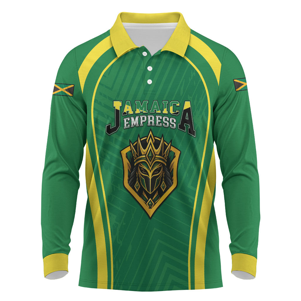 Custom 2026 Jamaica Cricket Queens Long Sleeve Polo Shirt Sporty Style