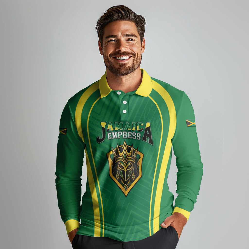 Custom 2026 Jamaica Cricket Queens Long Sleeve Polo Shirt Sporty Style