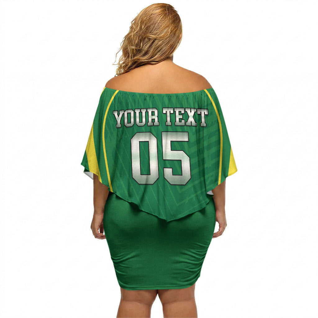Custom 2026 Jamaica Cricket Queens Off Shoulder Short Dress Sporty Style