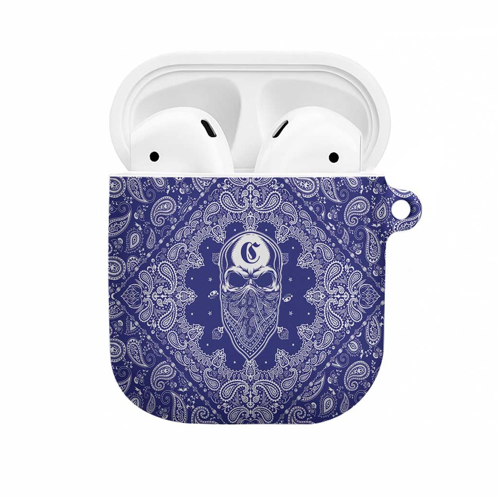 Blue Paisley AirPods Case Skull Gangster - Wonder Print Shop