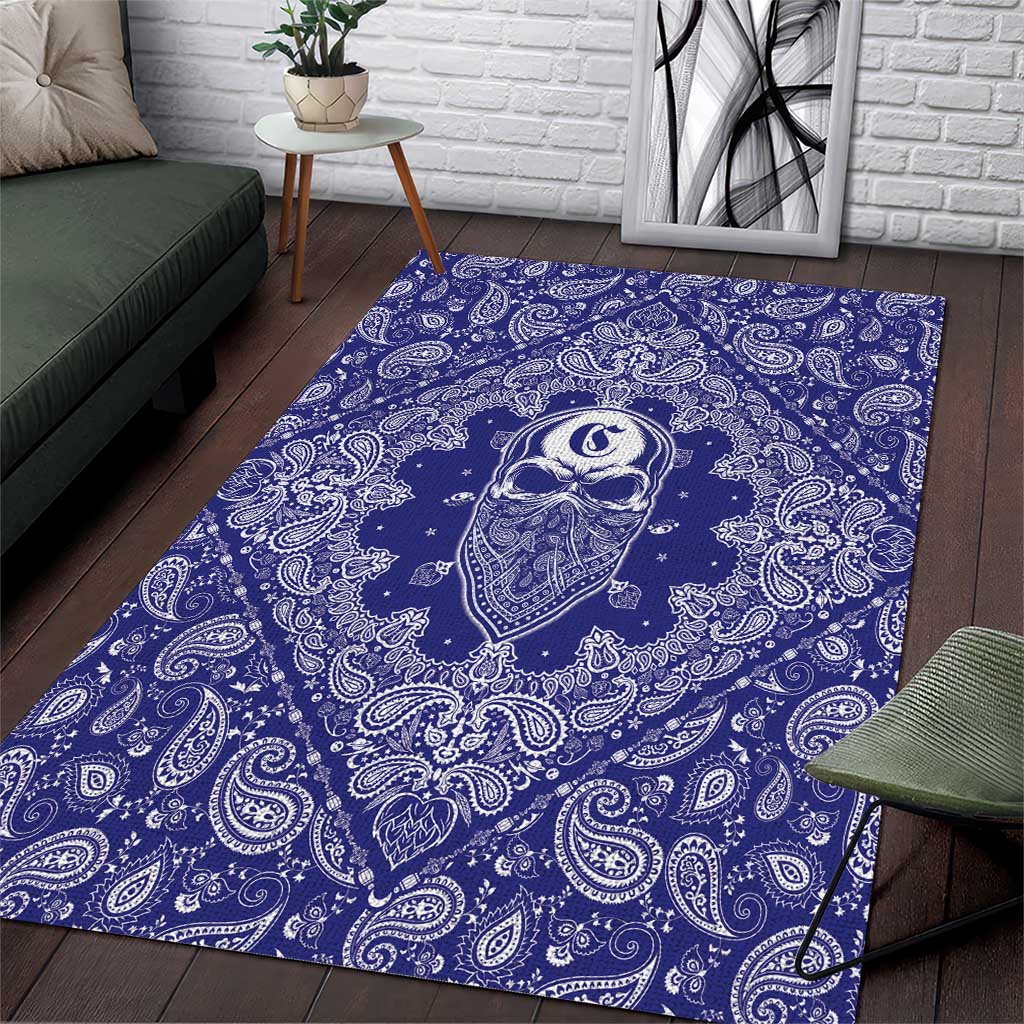 Blue Paisley Area Rug Skull Gangster - Wonder Print Shop