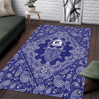 Blue Paisley Area Rug Skull Gangster - Wonder Print Shop