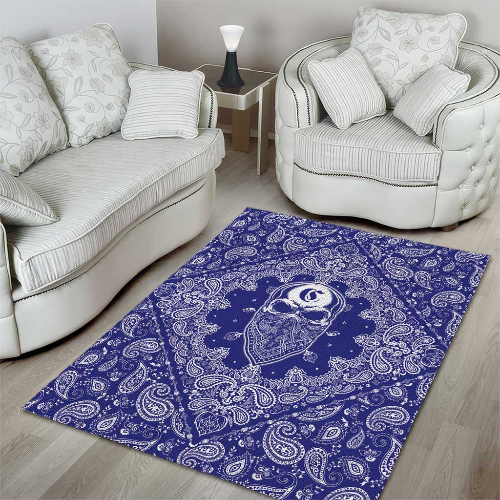 Blue Paisley Area Rug Skull Gangster - Wonder Print Shop