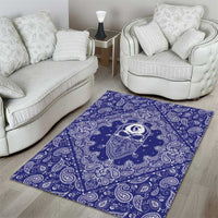 Blue Paisley Area Rug Skull Gangster - Wonder Print Shop